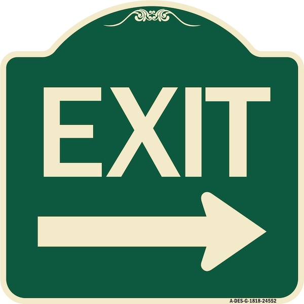 Exit with Right Arrow Heavy-Gauge Aluminum Architectural Sign, 18" H, 18" L, G-1818-24552